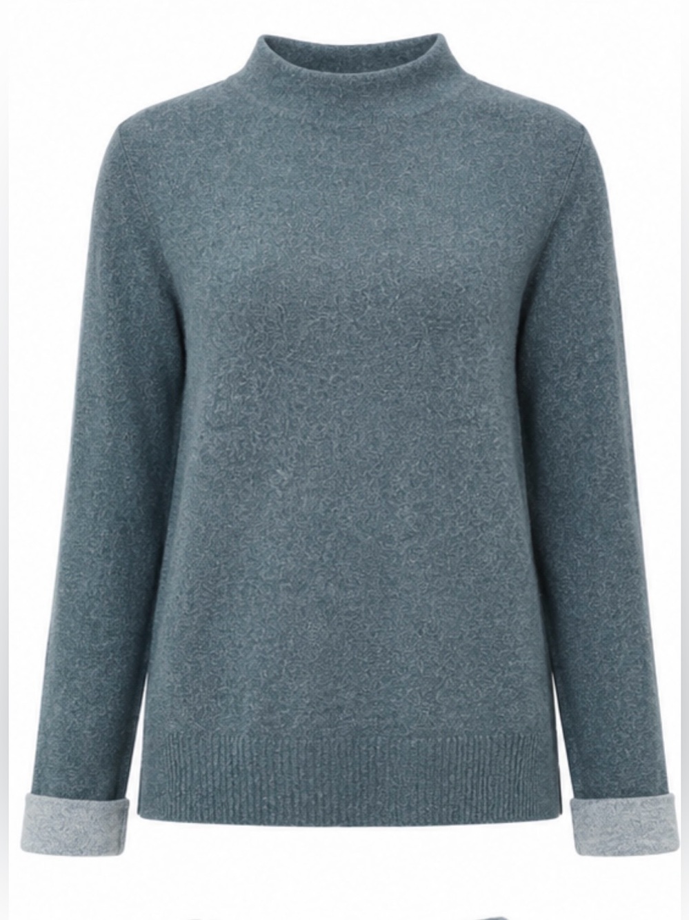 J.Jill Mock Neck Sweater M NWT Heather Sage Green Roll Cuff Knit